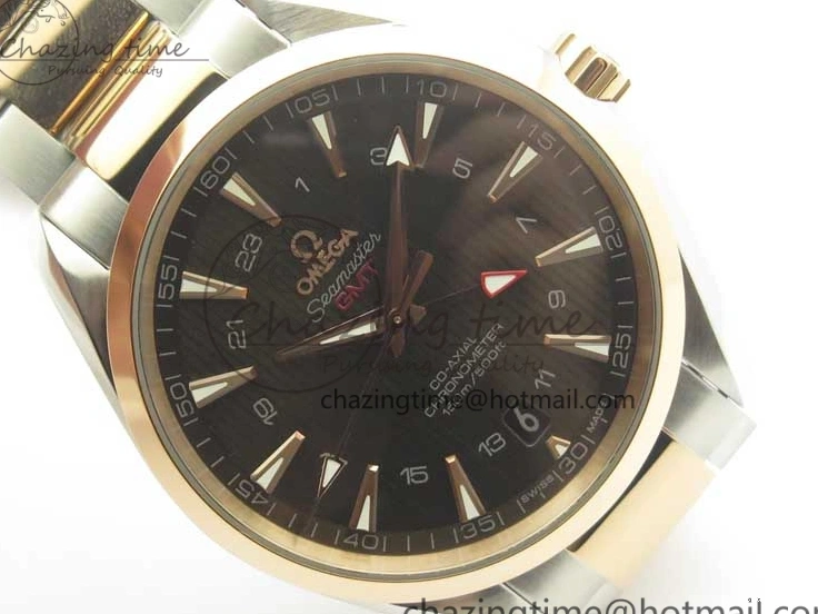 0511 Aqua Terra 150M GMT SS RG VSF 1:1 Best Edition Brown Textured Dial on SS RG Bracelet A8605 Super Clone Original 8058